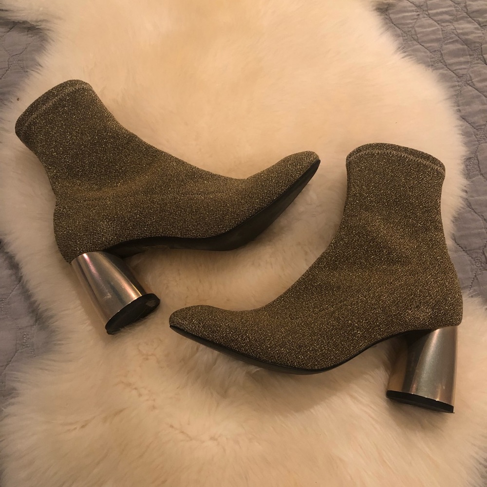 Barely worn Free People gold spectrum sock booties